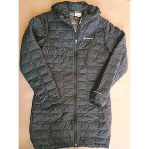 Columbia 590TD Parka Womens Sz S Black Turbodown Omni Heat Quilted Long Coat
